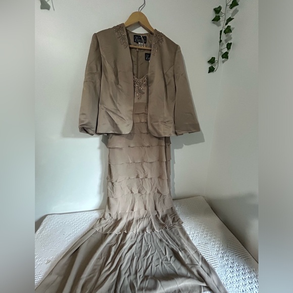 Alex Evenings Dresses & Skirts - Alex Evenings Taupe Layered Maxi Dress with Jacket